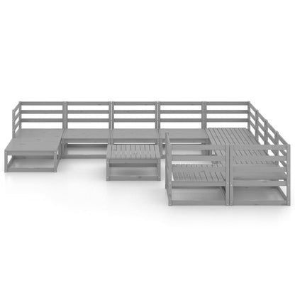 -Delige Loungeset Massief Grenenhout Nee Grijs