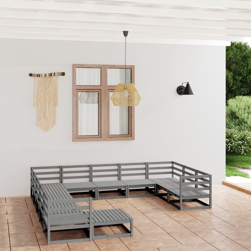 12-Delige Loungeset Massief Grenenhout Nee