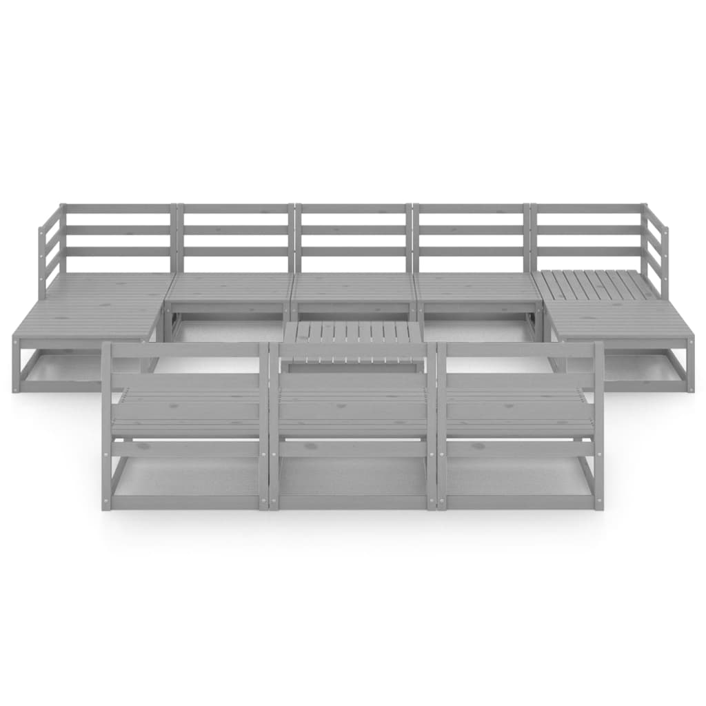 -Delige Loungeset Massief Grenenhout Nee Grijs