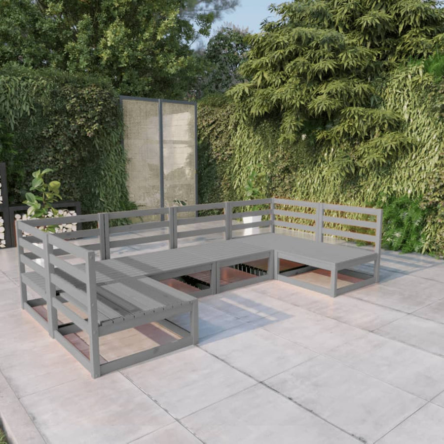 6-Delige Loungeset Massief Grenenhout Nee Grijs