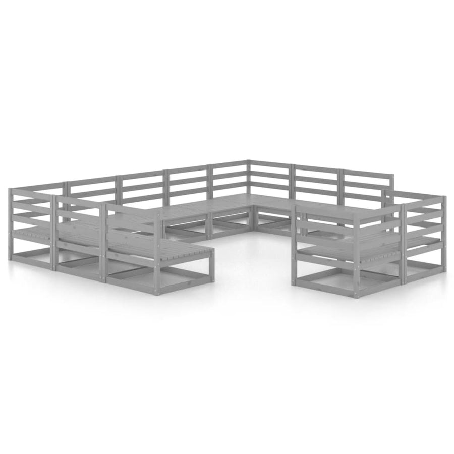 -Delige Loungeset Massief Grenenhout Nee Grijs