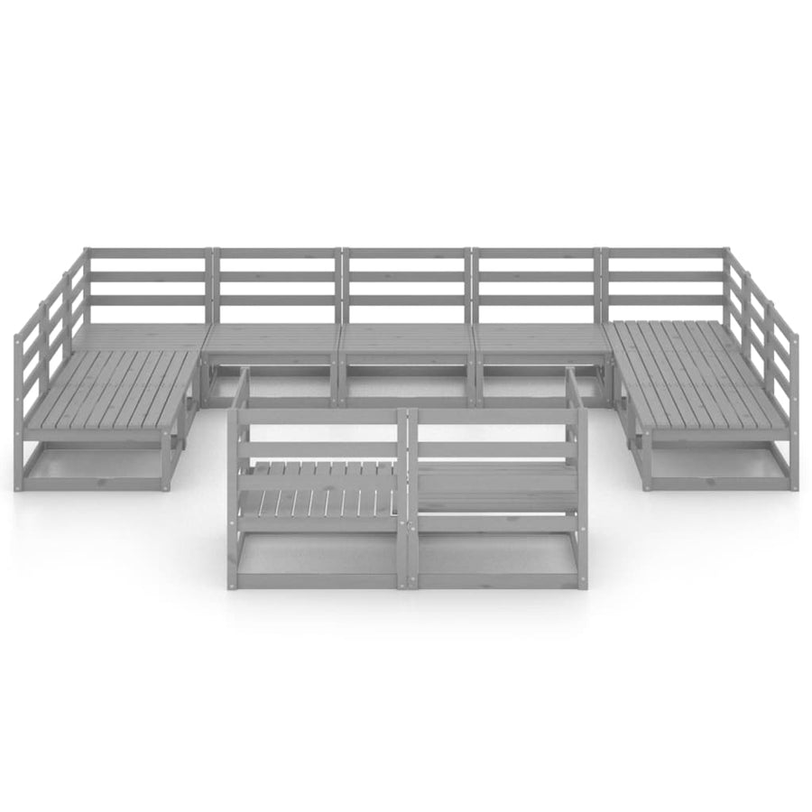 -Delige Loungeset Massief Grenenhout Nee Grijs