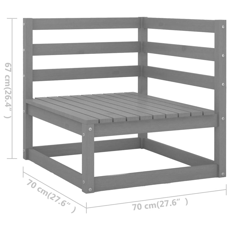 -Delige Loungeset Massief Grenenhout Nee Grijs