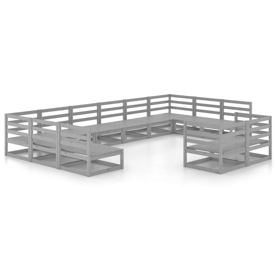 2-Delige Loungeset Massief Grenenhout Nee Grijs