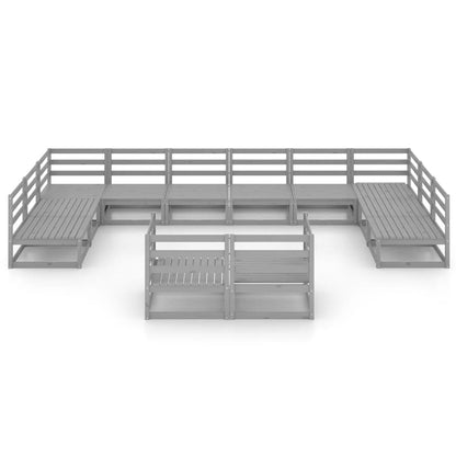 2-Delige Loungeset Massief Grenenhout Nee Grijs