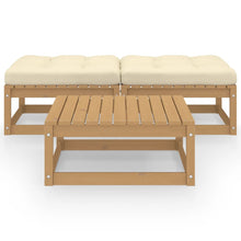 3-Delige Loungeset Met Kussens Massief Grenenhout Honingbruin
