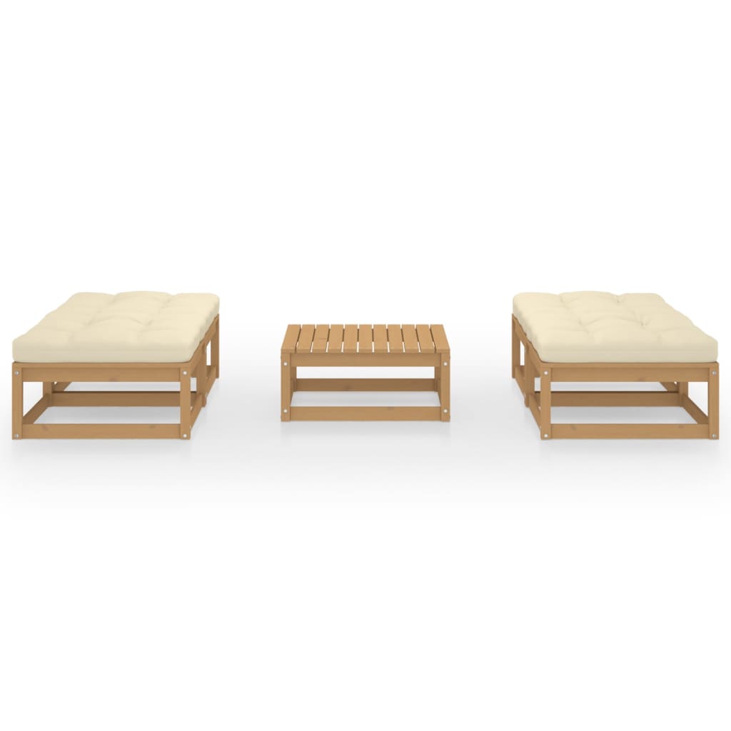 5-Delige Loungeset Met Kussens Massief Grenenhout Honingbruin