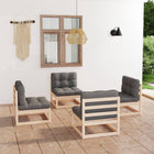 Loungeset 4-delig massief grenenhout grijs
