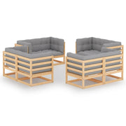 Loungeset 8-delig massief grenenhout grijs