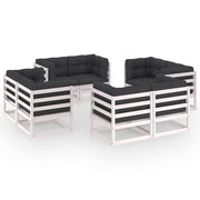 Loungeset 8-delig massief grenenhout antraciet kussens