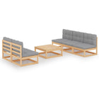 Loungeset 6-delig massief grenenhout grijs