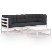 Loungeset 4-delig massief grenenhout wit