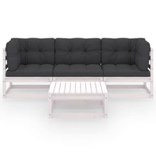 4-Delige Loungeset Met Kussens Massief Grenenhout Ja Wit