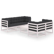 Loungeset 6-delig massief grenenhout antraciet