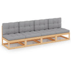 Tuinbank 4-zits massief grenenhout met kussens