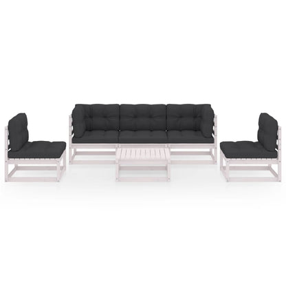 6-delige Loungeset met kussens massief grenenhout
