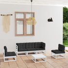 Loungeset 6-delig massief grenenhout wit