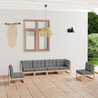 Loungeset massief grenenhout 6-delig grijs