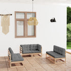 Loungeset massief grenenhout grijs 6-delig