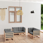Loungeset 6-delig massief grenenhout grijs