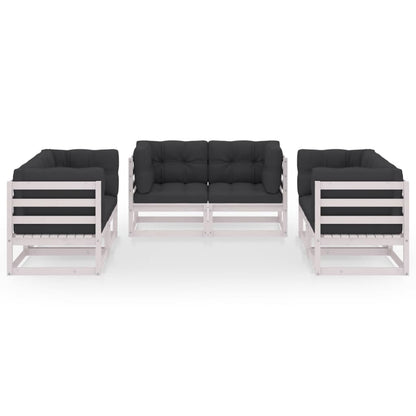 6-Delige Loungeset Met Kussens Massief Grenenhout Ja Wit