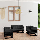 Loungeset 6-delig massief grenenhout antraciet