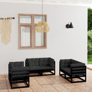 Loungeset 6-delig massief grenenhout antraciet