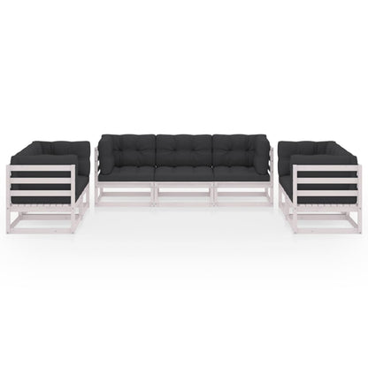 7-Delige Loungeset Met Kussens Massief Grenenhout Ja Wit