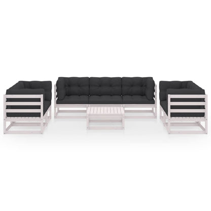 8-Delige Loungeset Met Kussens Massief Grenenhout Ja Wit