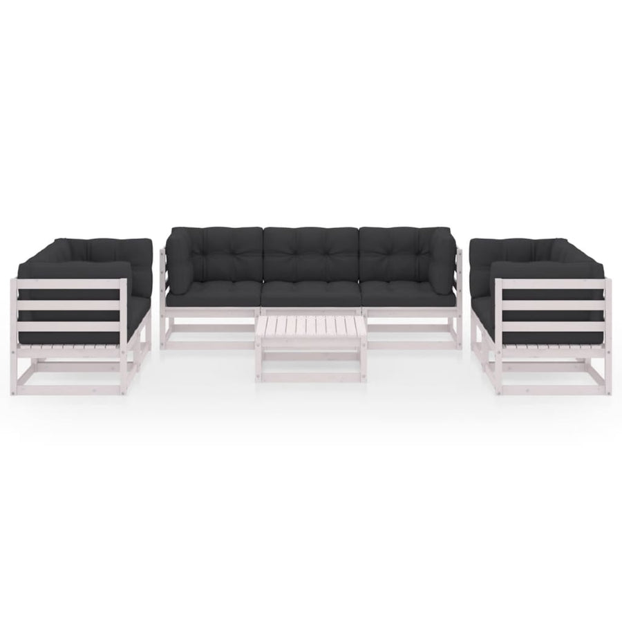 8-Delige Loungeset Met Kussens Massief Grenenhout Ja Wit