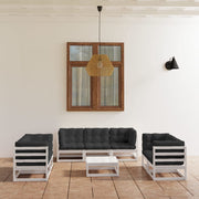 Loungeset 8-delig massief grenenhout wit antraciet