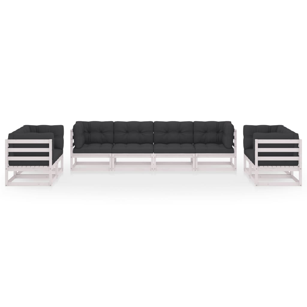 8-delige Loungeset met kussens massief grenenhout