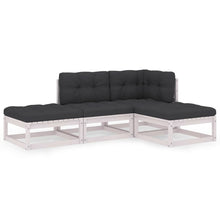 4-Delige Loungeset Met Kussens Massief Grenenhout Ja Wit