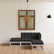 Loungeset 4-delig massief grenenhout wit