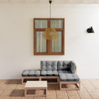 Loungeset 5-delig massief grenenhout grijs