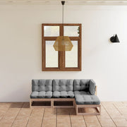 4-piece lounge set with cushions solid pine wood