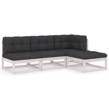 4-Delige Loungeset Met Kussens Massief Grenenhout Ja Wit