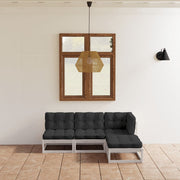 Loungeset 4-delig massief grenenhout wit antraciet
