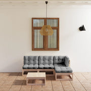 Loungeset 5-delig massief grenenhout grijs