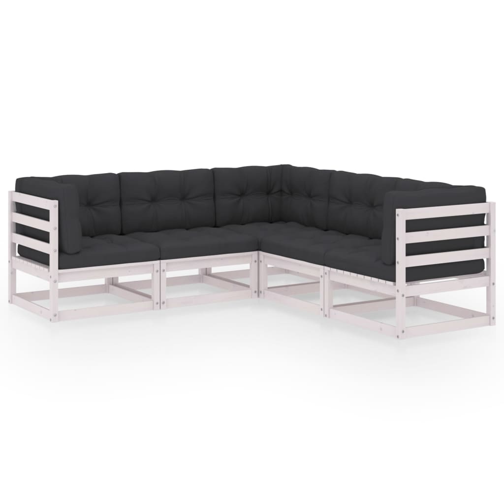 5-Delige Loungeset Met Kussens Massief Grenenhout