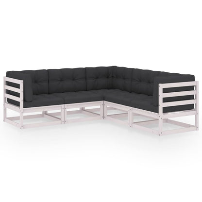 5-Delige Loungeset Met Kussens Massief Grenenhout