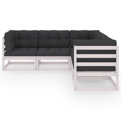 5-Delige Loungeset Met Kussens Massief Grenenhout