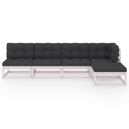 5-delige Loungeset met kussens massief grenenhout