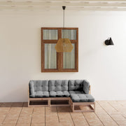 4-piece lounge set with cushions solid pine wood