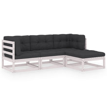 4-Delige Loungeset Met Kussens Massief Grenenhout Ja Wit