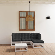 Loungeset 5-delig massief grenenhout wit antraciet