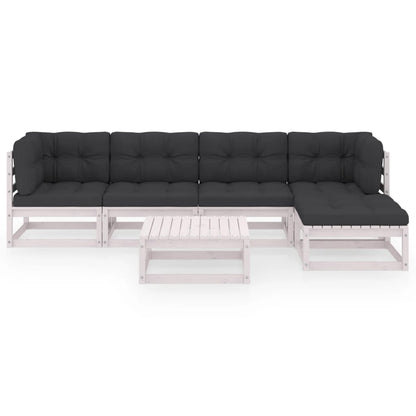 6-Delige Loungeset Met Kussens Massief Grenenhout Ja Wit