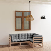 Loungeset 4-delig massief grenenhout grijs