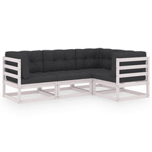 4-Delige Loungeset Met Kussens Massief Grenenhout Ja Wit