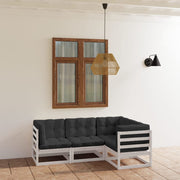 Loungeset 4-delig massief grenenhout wit antraciet